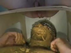 Horny man enjoys eating his friend's wet poop